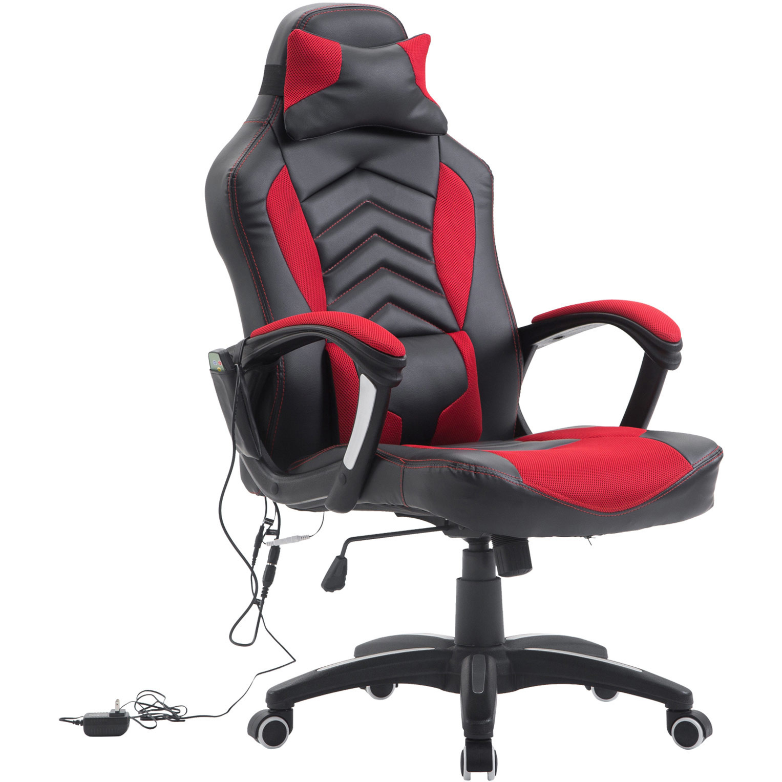 HOMdotCOM Bureaustoel ergonomisch gamingstoel met massagefunctie zwart/rood