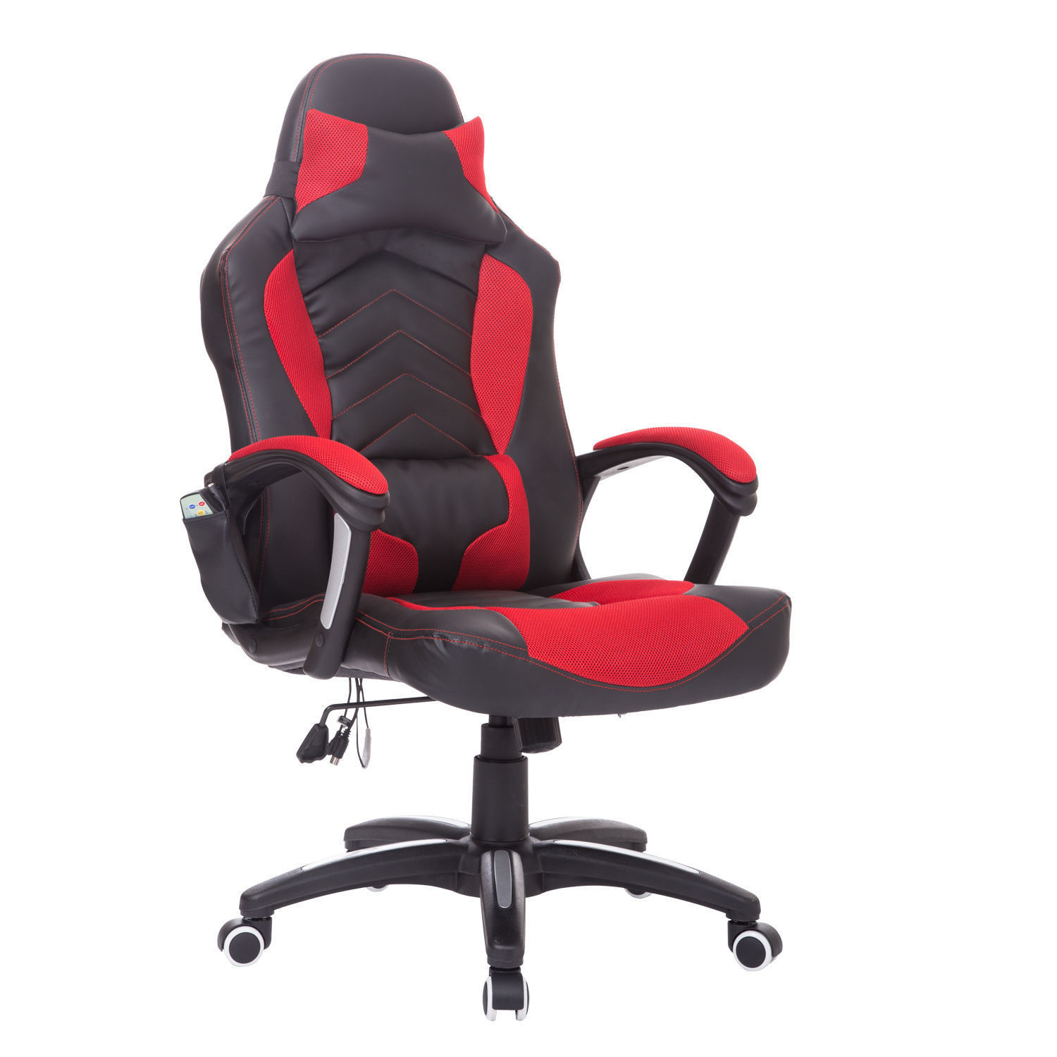 HOMdotCOM Bureaustoel ergonomisch gamingstoel met massagefunctie zwart/rood