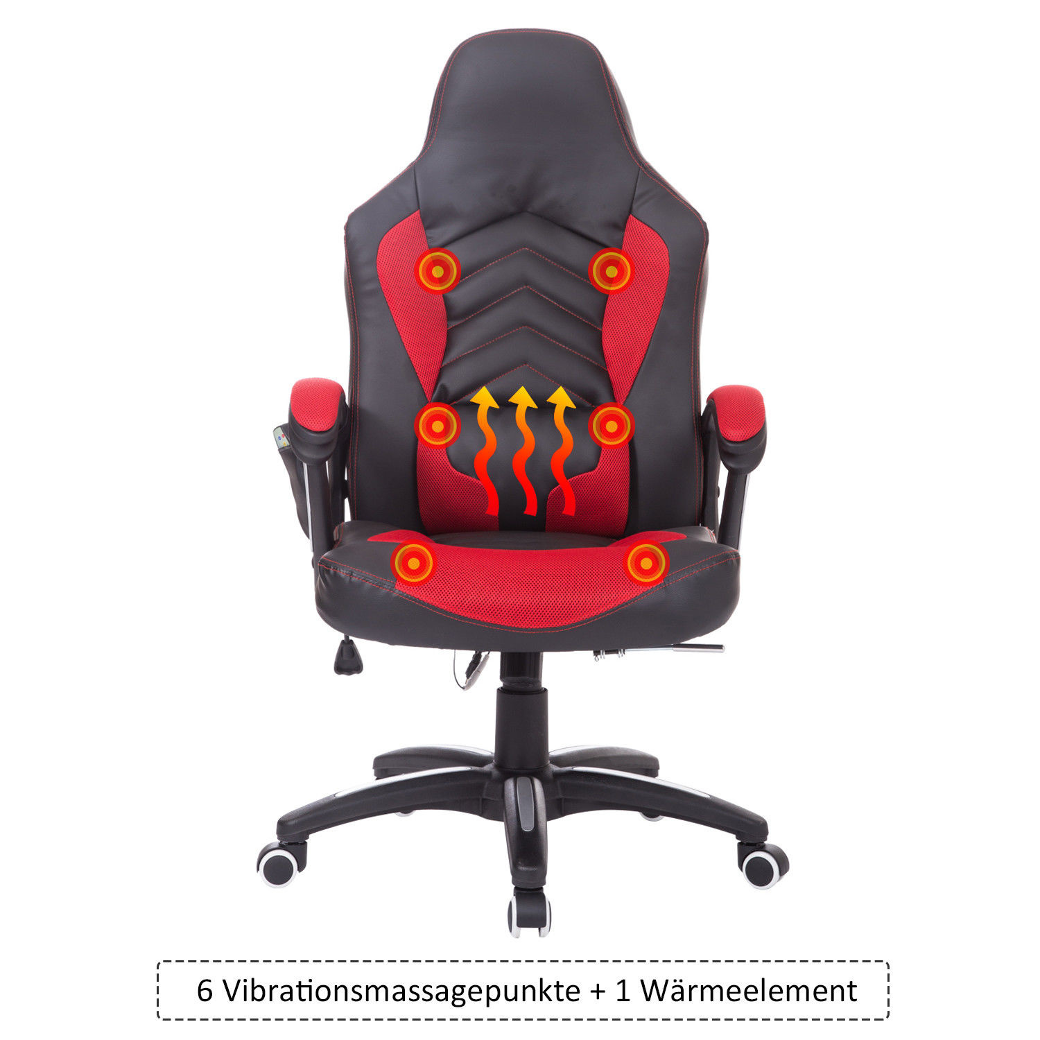 HOMdotCOM Bureaustoel ergonomisch gamingstoel met massagefunctie zwart/rood