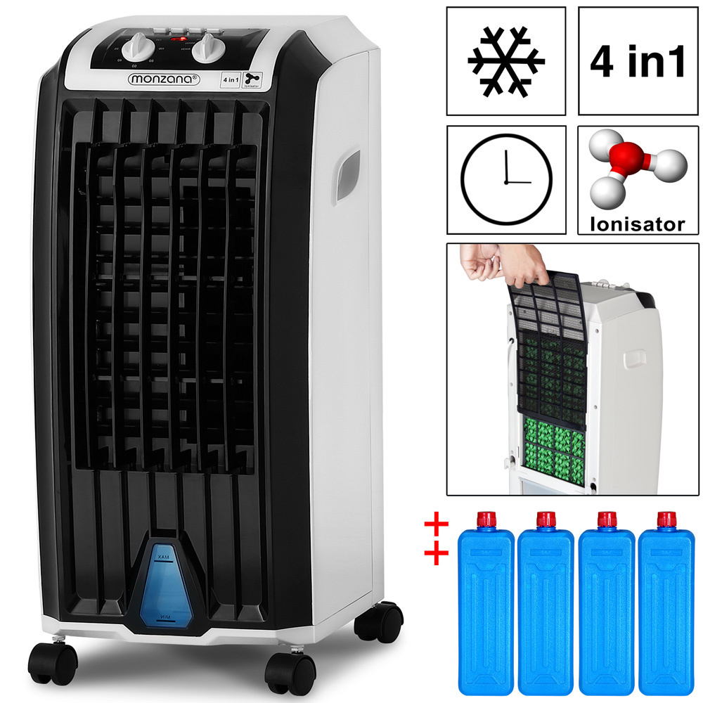 Monza Mobiele aircooler wit/zwart 5L incl. timer & 2 koelelementen