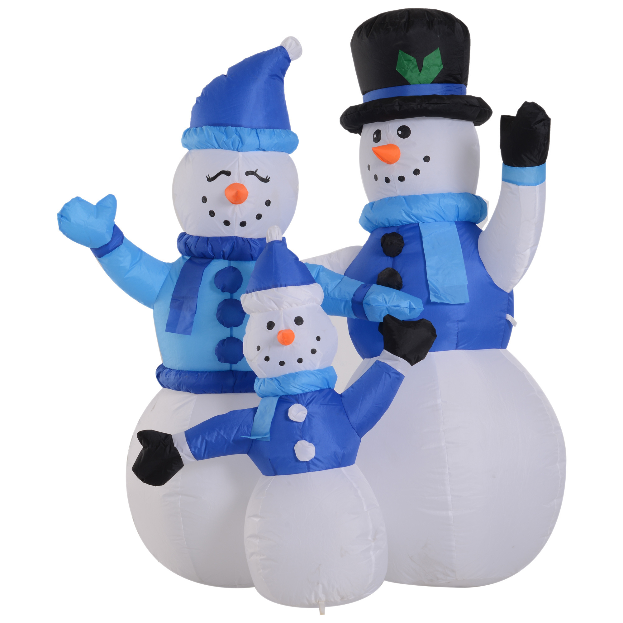 Zelf Opblaasbare de Kerstmisdecoratie van de sneeuwmanfamilie, LED Blauw
