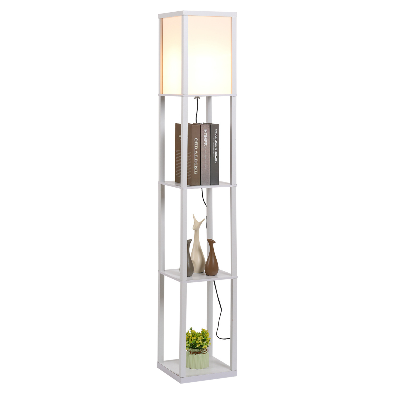 Staande lamp met 3 planken | MDF Wit