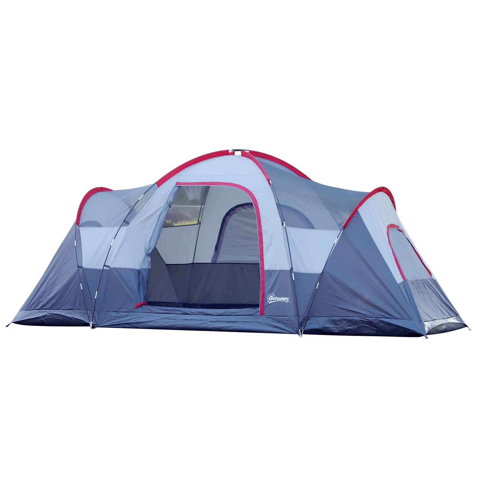 Sunny Tent voor 5-6 personen kampeertent 3 ruimtes polyester grijs