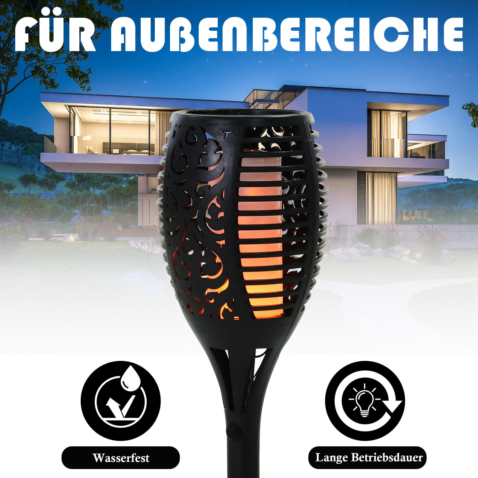 Sunny Zonne-lamp Tuinverlichtingsset van 4 lampen 6-8 h waterdicht plastic zwart