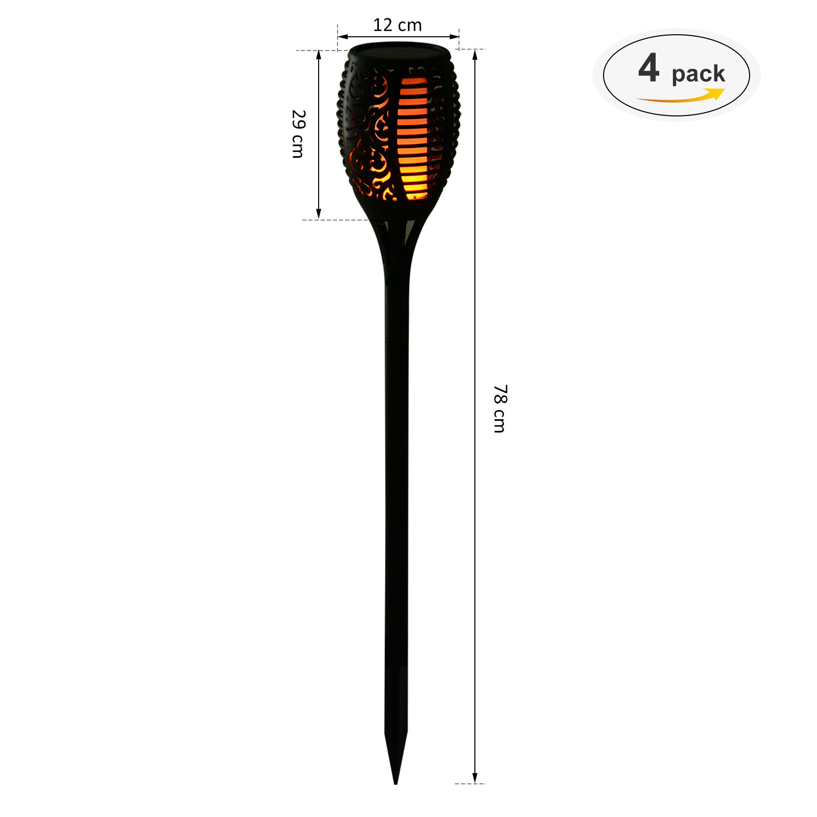 Sunny Zonne-lamp Tuinverlichtingsset van 4 lampen 6-8 h waterdicht plastic zwart