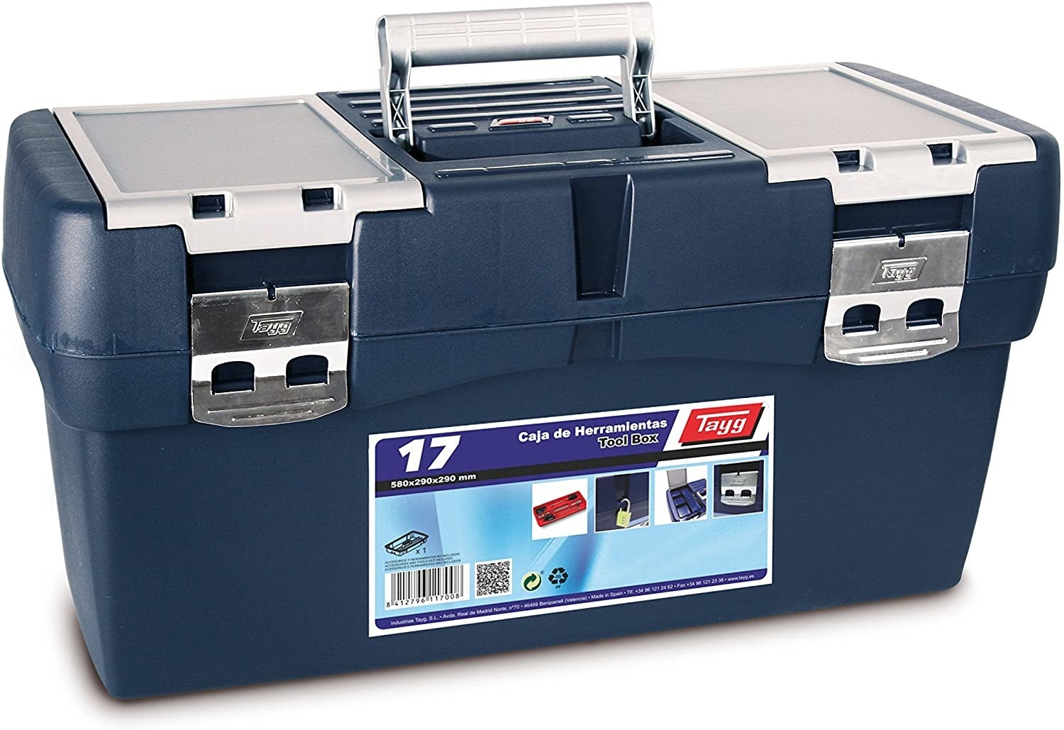TAYG Gereedschapskoffer - 580 x 290 x 290 mm - Met inlegbak