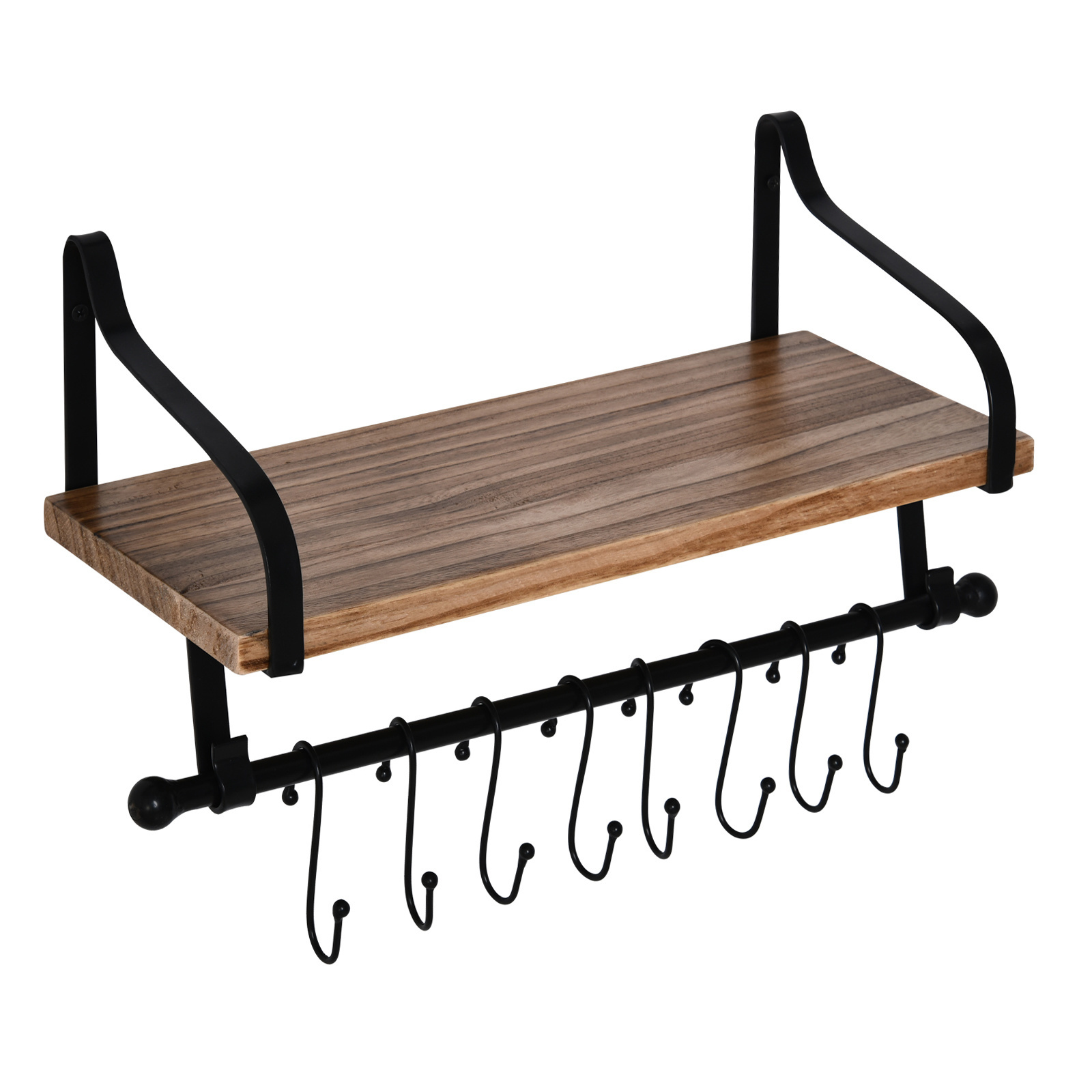 Wandplank met 8 Haken