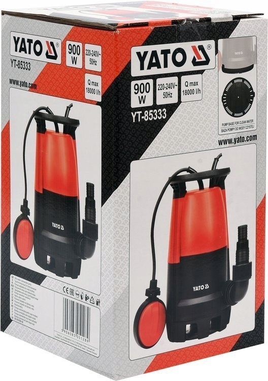 YATO Dompelpomp voor schoon en vuil water - Vlakzuigpomp - 900W - 18000L/h - Max. aanzuiging 1 mm