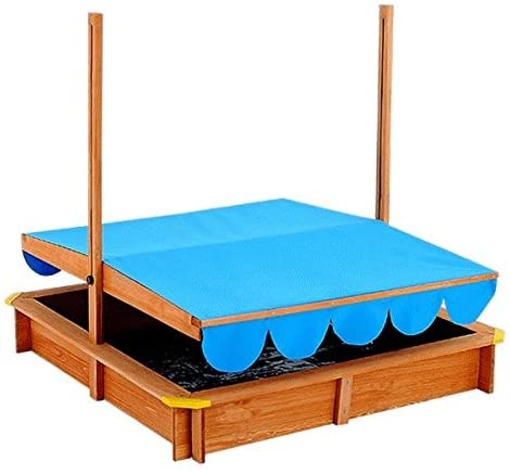 DBA Zandbak met zonnescherm - Zandbak met verstelbaardak - 120x120cm, Blauw