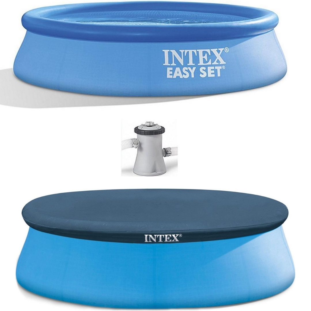 SET - Intex Easy Opblaaszwembad met Afdekzeil en Filterpomp -244 x 61 cm