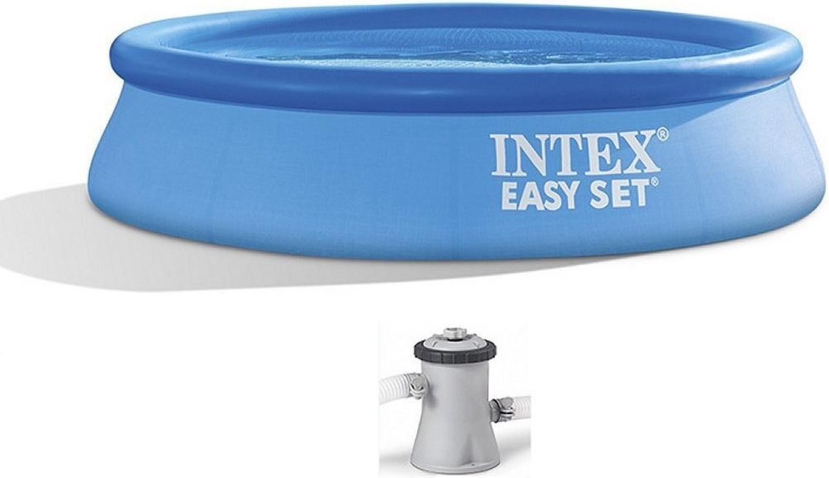 SET - Intex Easy Opblaaszwembad met Afdekzeil en Filterpomp -244 x 61 cm