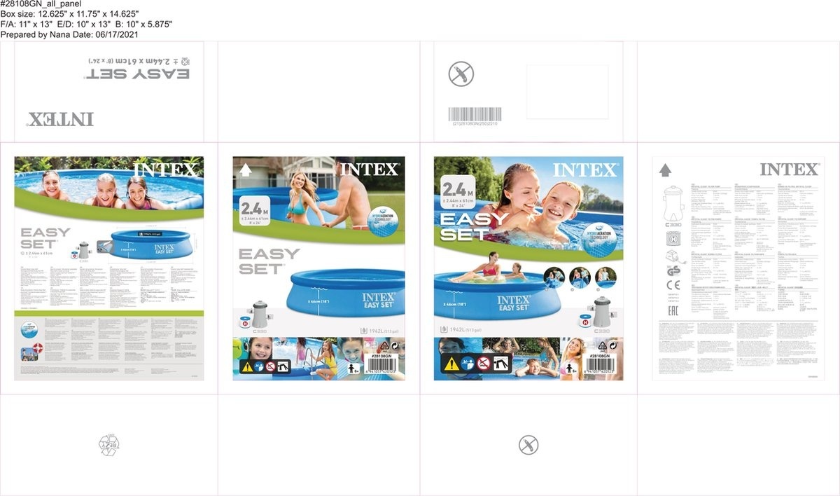 SET - Intex Easy Opblaaszwembad met Afdekzeil en Filterpomp -244 x 61 cm