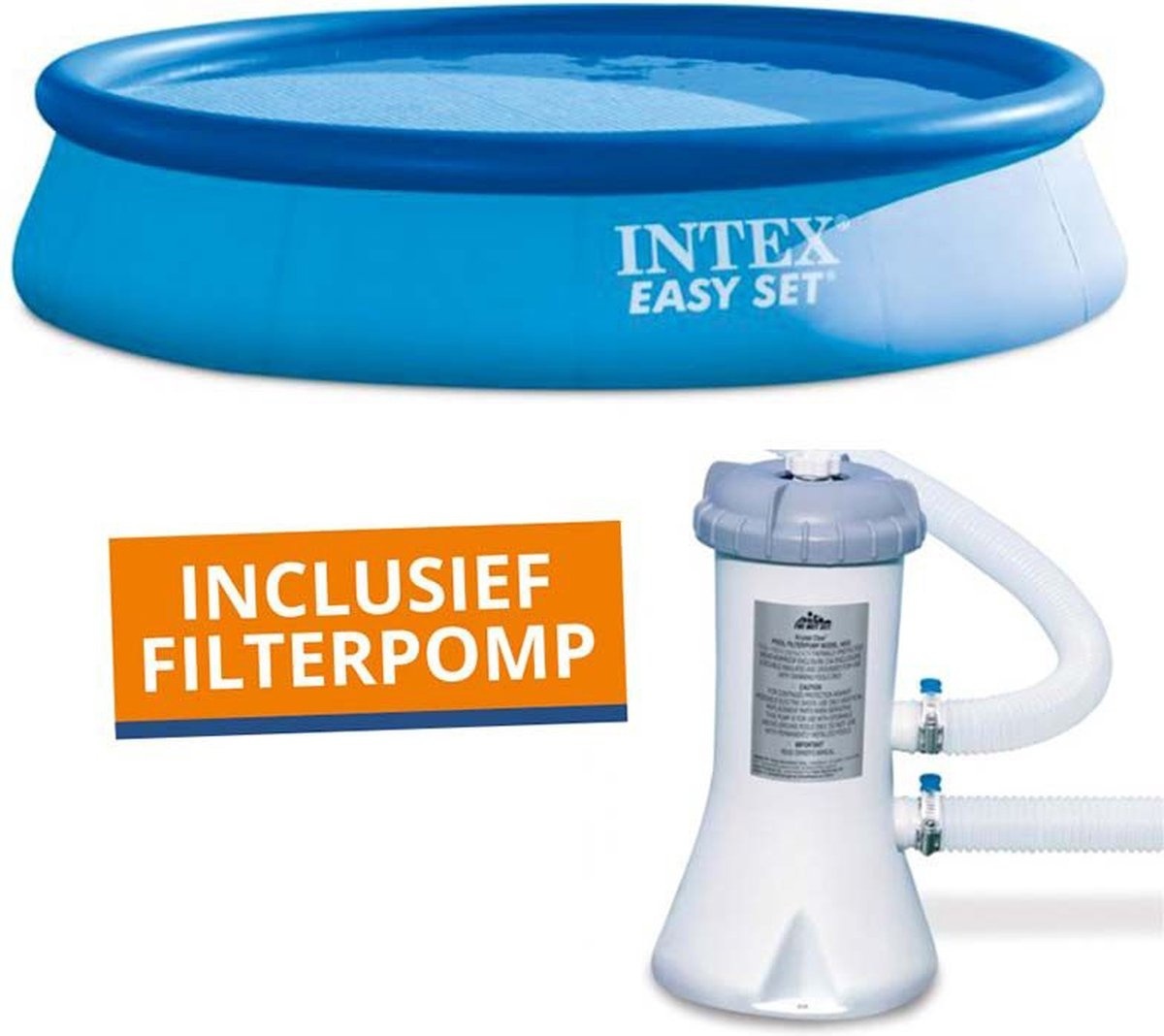 SET - Intex Easy Opblaaszwembad met Afdekzeil en Filterpomp -244 x 61 cm