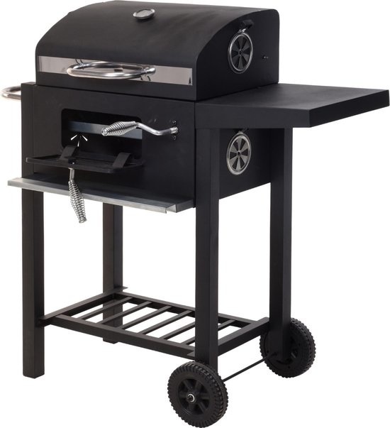 Set! Vaggan Houtskool BBQ/ Barbecue met Tafel op Wielen inclusief BBQ Reiniger - 77 x 38,5 x 32,5 cm - 500ml