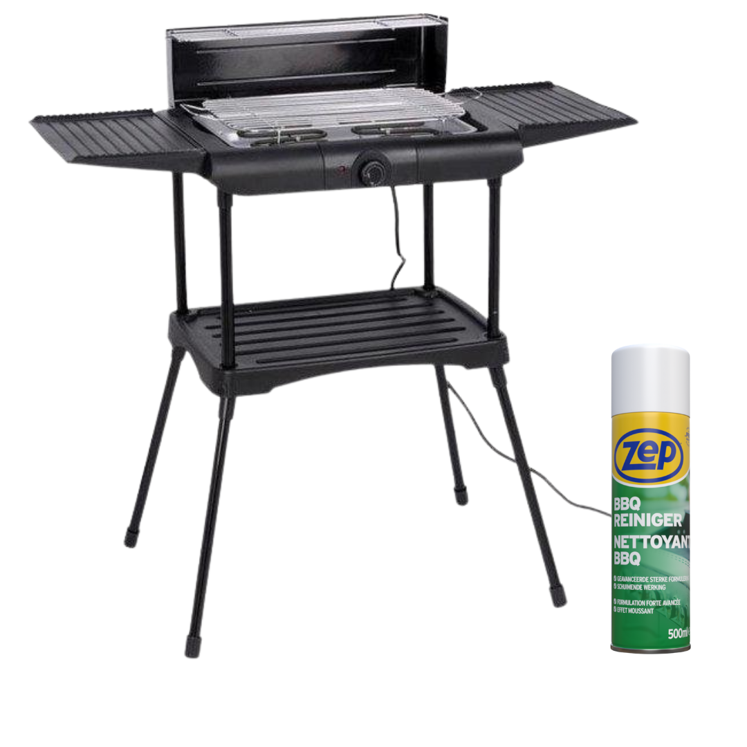 Excellent Electrics Elektrische Barbecue met GRATIS ZEP BBQ Reiniger - 500 ml - Grilloppervlak 36x24 cm - 2000 Watt - Zwart