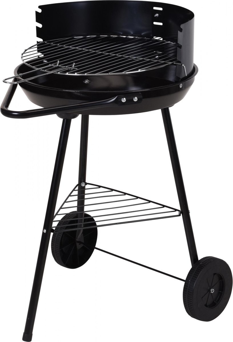 Set! Houtskoolbarbecue Rond - Half open - Verrijdbaar met ZEP BBQ Reiniger - 41,5x70x41,5cm - Zwart - 500 ml