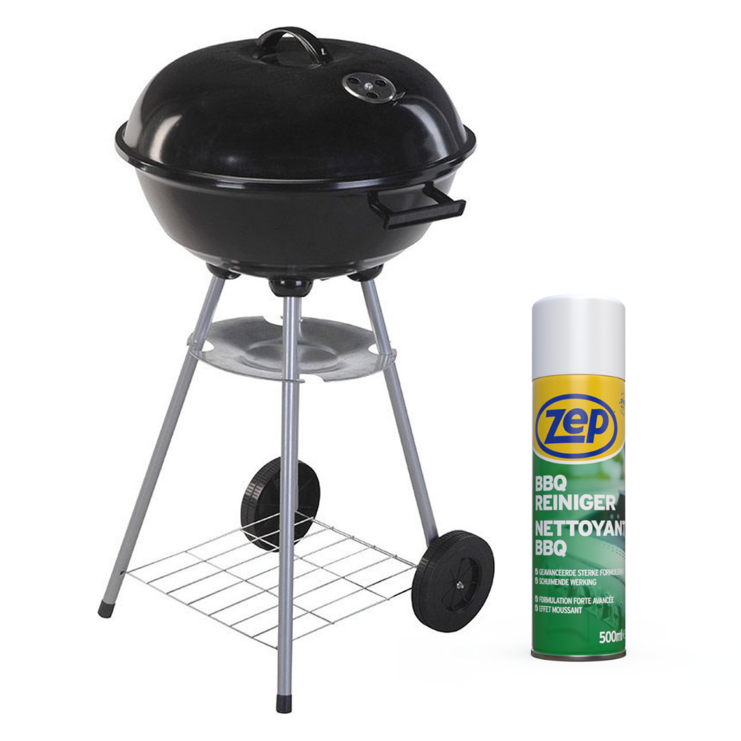 ProGarden Kogelbarbecue op wielen met GRATIS ZEP BBQ Reiniger - Zwart - 46x82cm - 500 ml