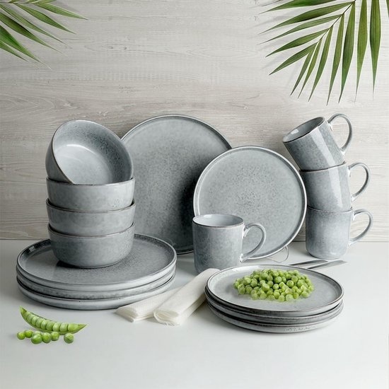 Excellent Serviesset - Servies - 32 stuks - Aardewerk - Grijs