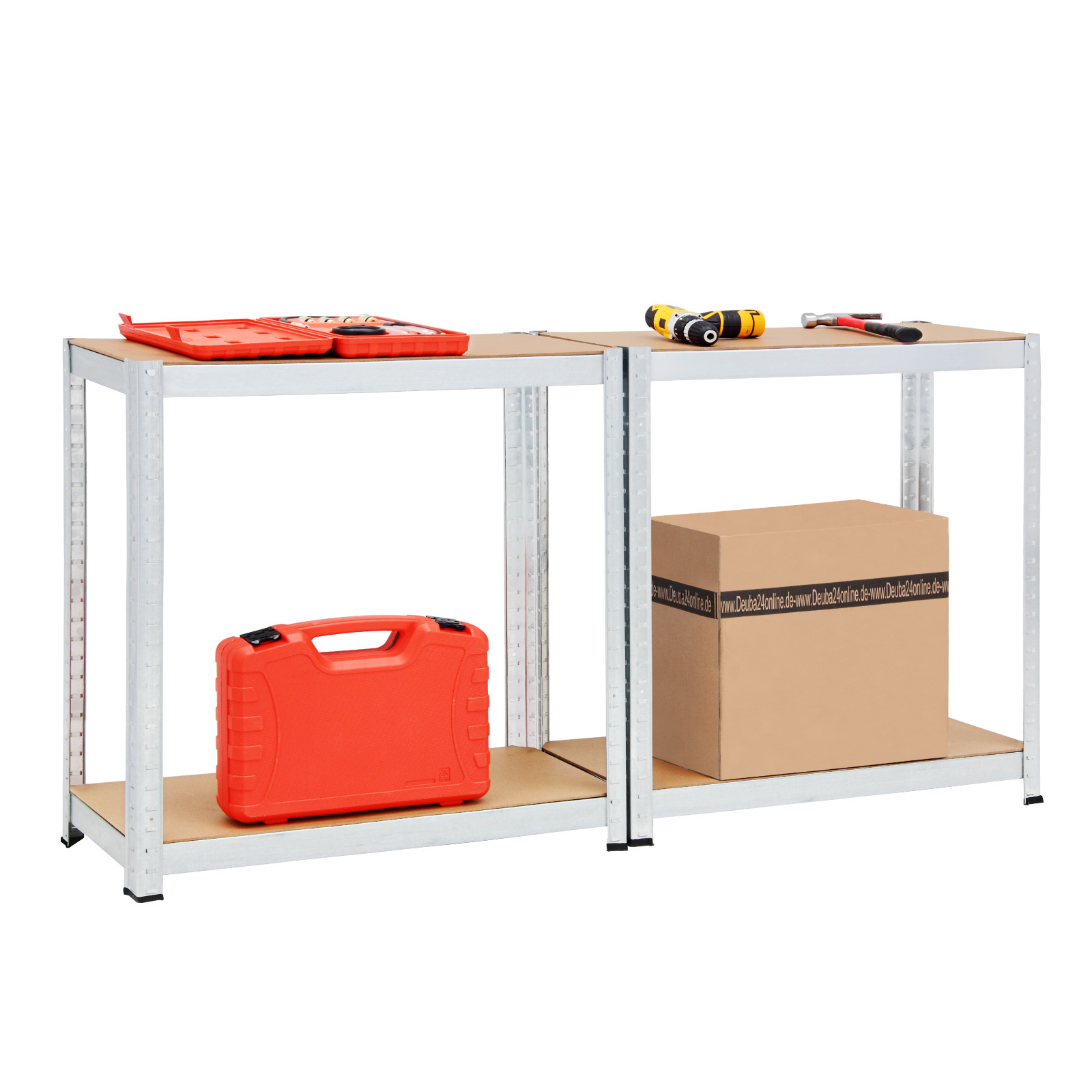 DBA Metalen Opbergrek/Stellingkast met 4 legborden - 700kg draagkracht - (HxBxD) 160x90x40 cm - 175kg per plank - 2 STUKS