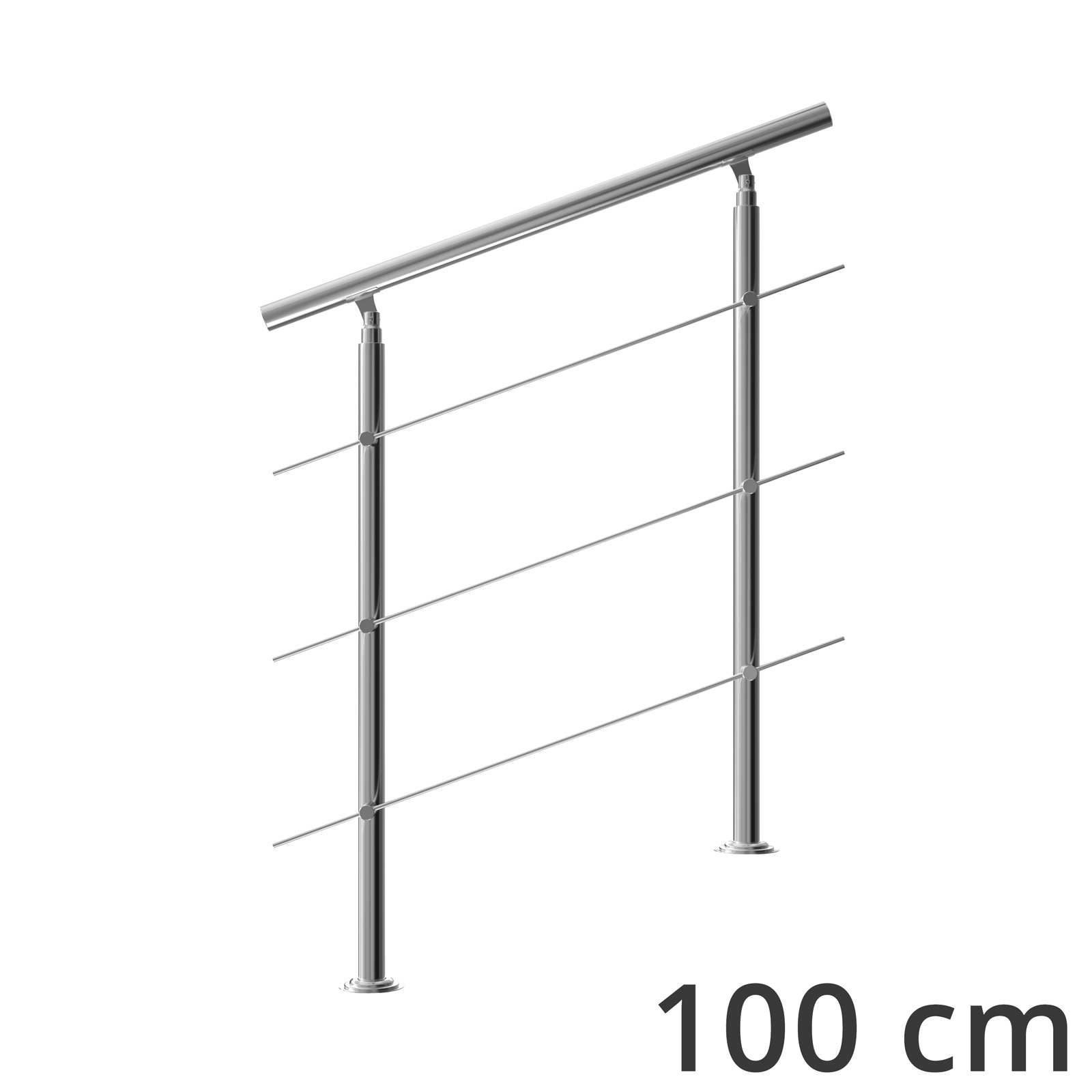 Monza Trapleuning roestvrij staal 100cm 3 schoren