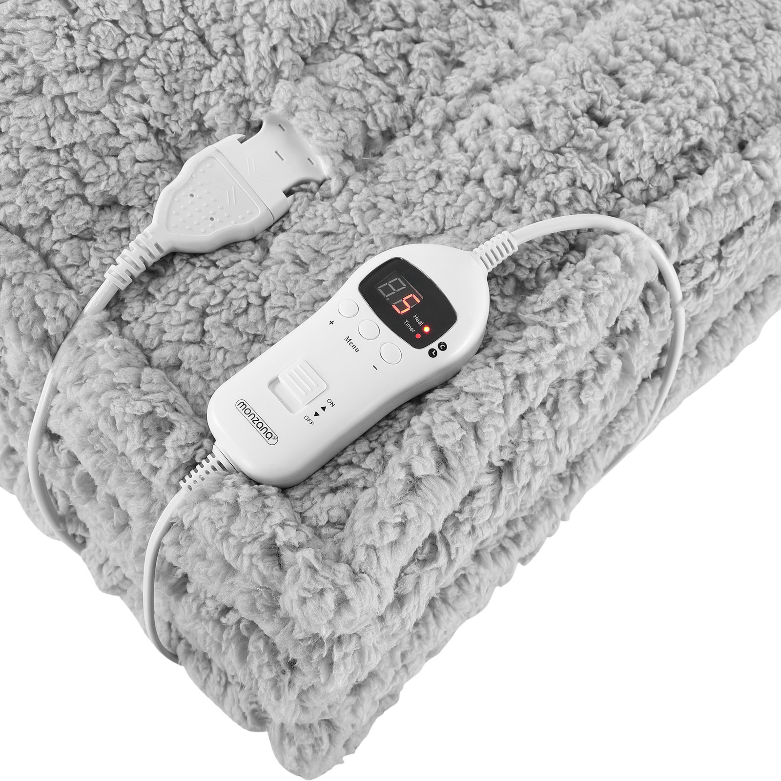 Monza Elektrische deken Fleece Grijs 180x130cm