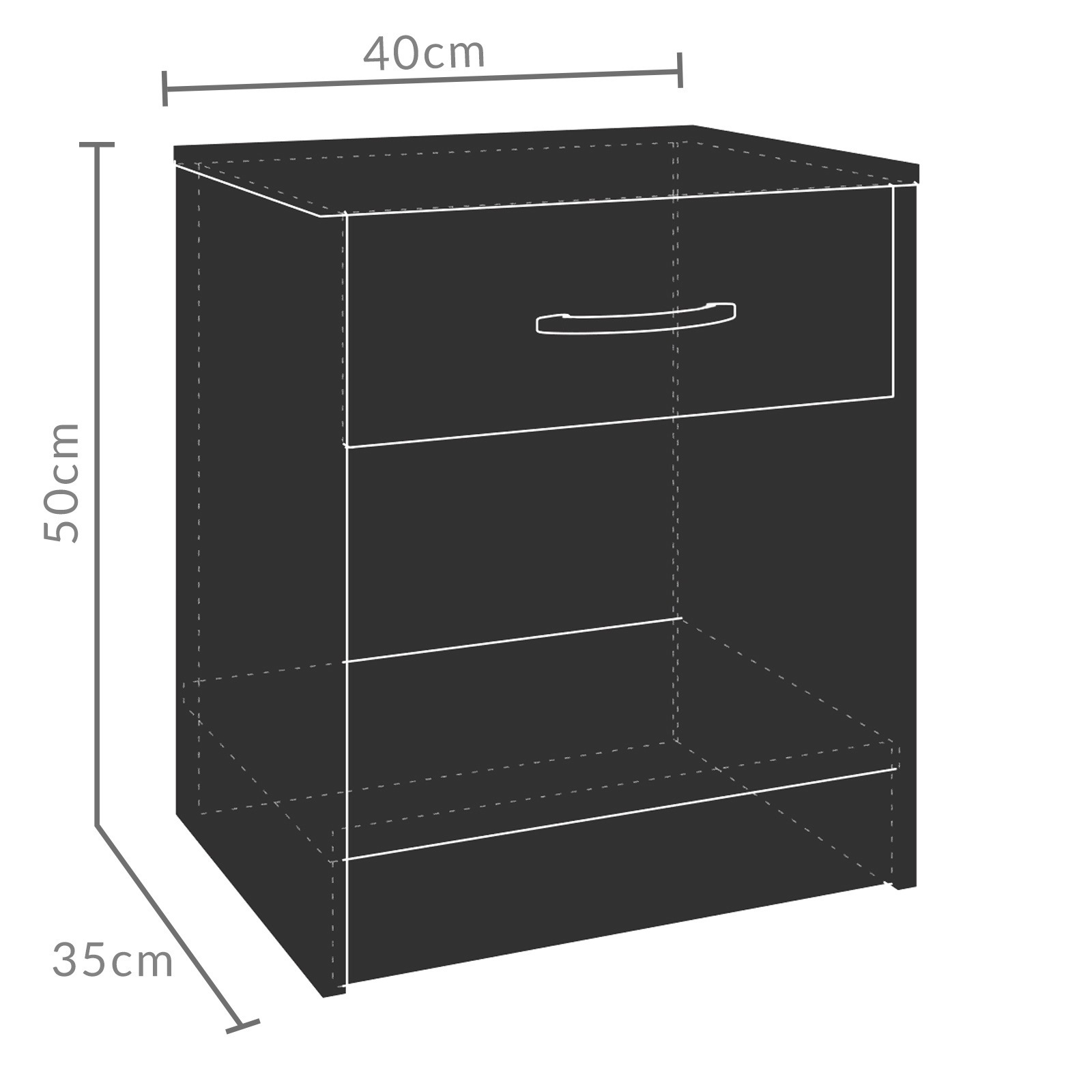 Casa Nachtkastje incl. lade - Bruin-zwart - 50x40x35 cm