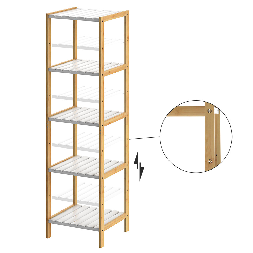 Casa Kast met 5 planken - Bamboe wit - 140x33x34 cm