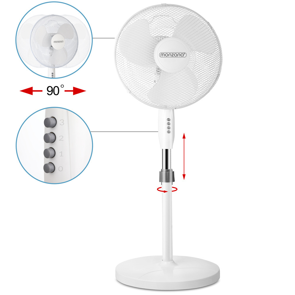 Monzana ventilator staand wit Ø43cm 54dB