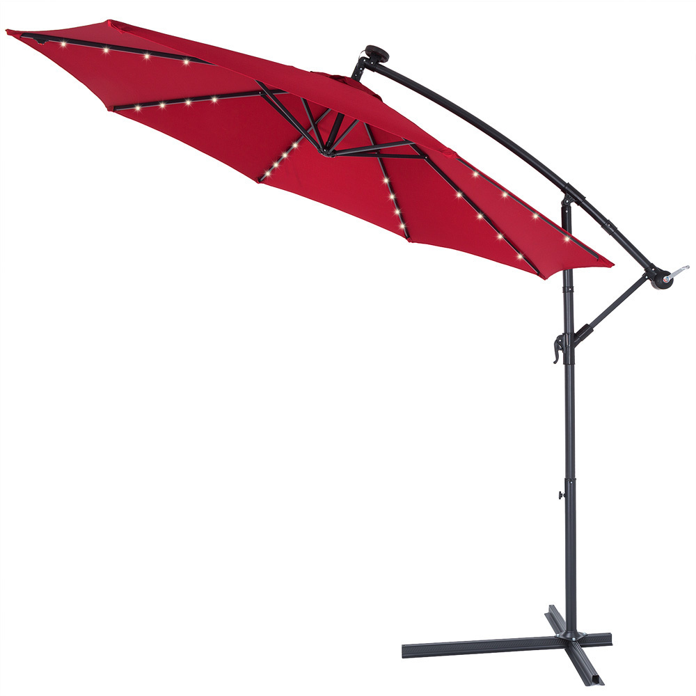 Kings Parasol Mali met LED verlichting kantelbaar rood - Ø 3.3m