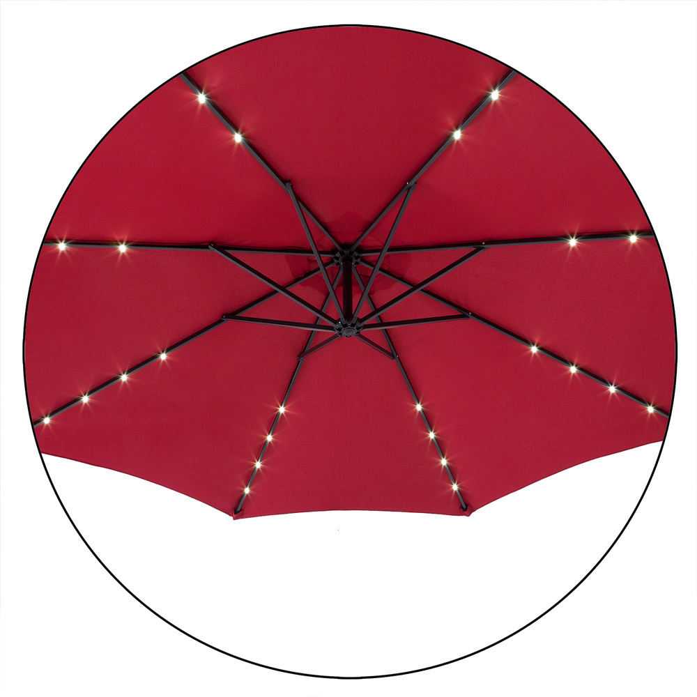 Kings Parasol Mali met LED verlichting kantelbaar rood - Ø 3.3m
