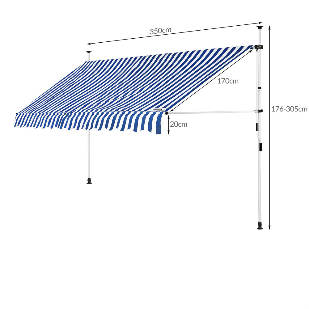 DTX klem luifel blauw/wit 350cm
