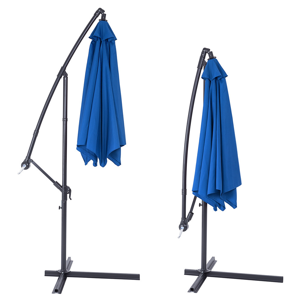 Kings Parasol inklapbaar aluminium blauw Ø 330 cm UV-bescherming 40+
