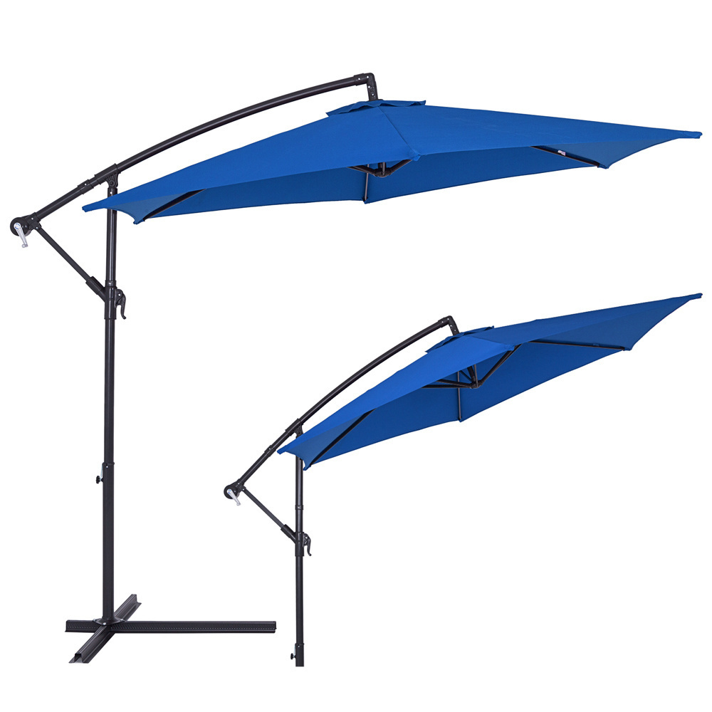 Kings Parasol inklapbaar aluminium blauw Ø 330 cm UV-bescherming 40+