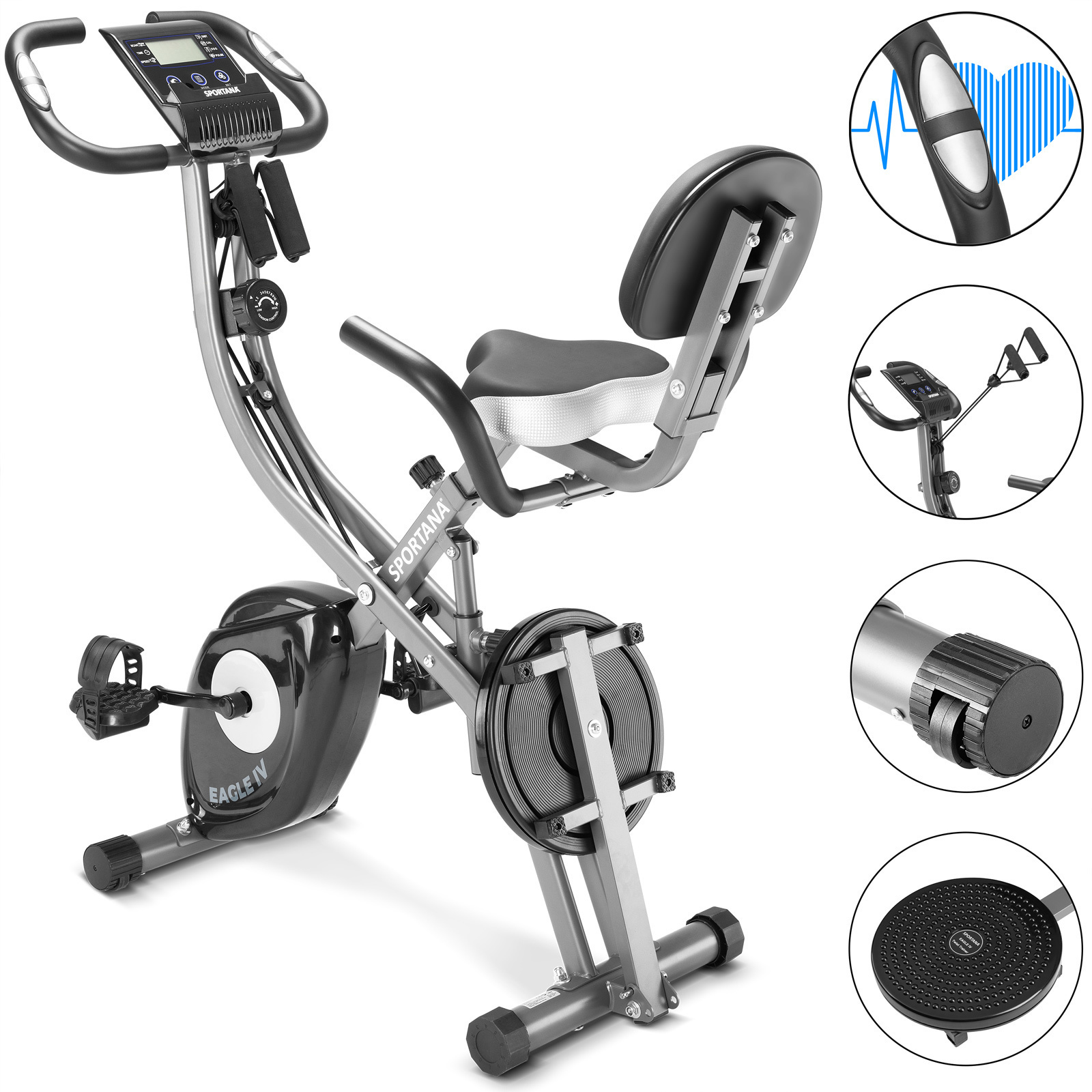 Sporta Hometrainer met hartslagsensoren - Fitnessensor - Compatibel Met App