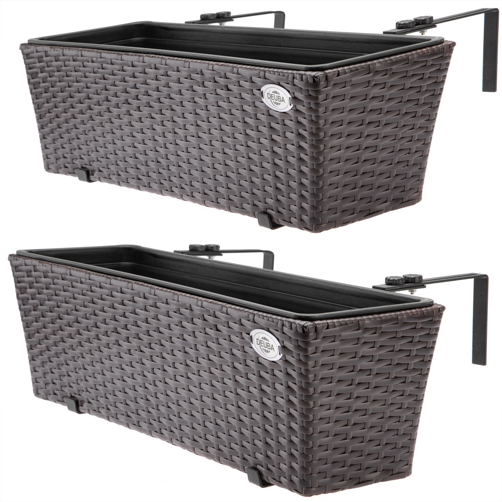 Casa Polyrattan Plantenbak - Set van 2 - Bruin