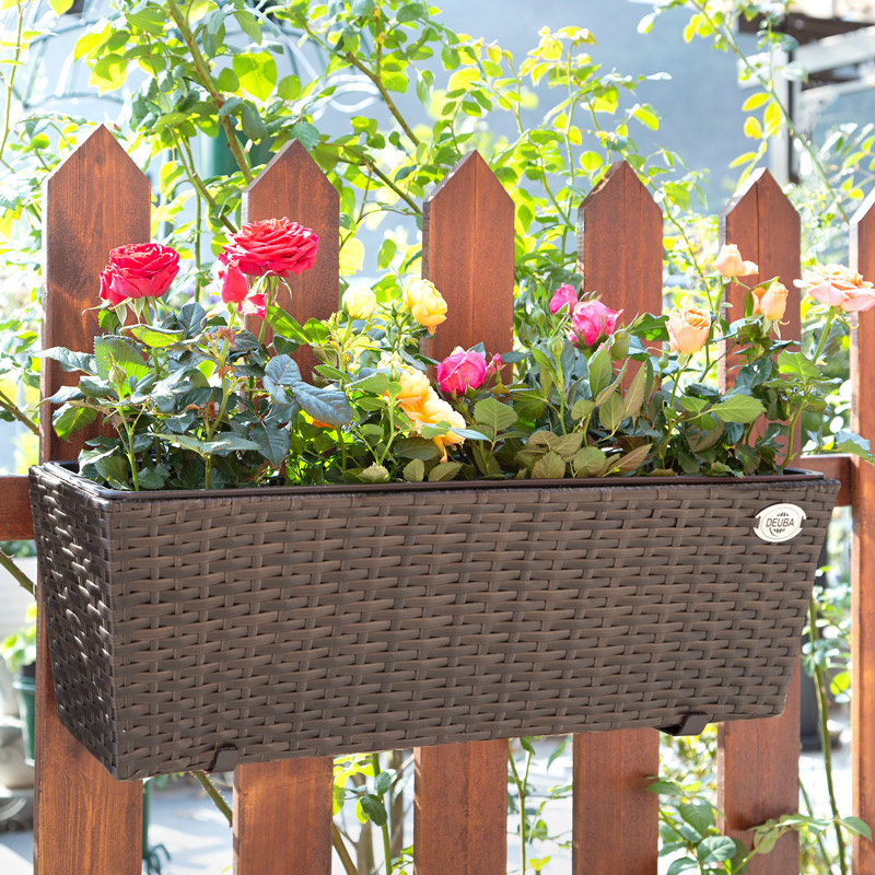 Casa Polyrattan Plantenbak - Set van 2 - Bruin
