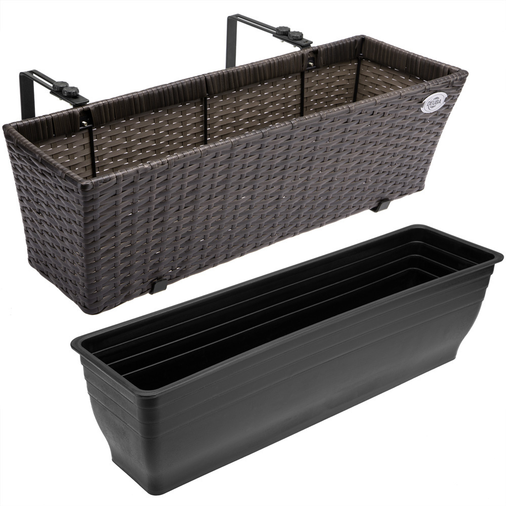 Casa Polyrattan Plantenbak - Set van 2 - Bruin