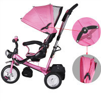 DBA kinderfiets/driewieler -Roze- Duwstang, klapdak, opklapbare voetsteun, mandje