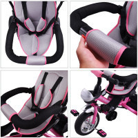 DBA kinderfiets/driewieler -Roze- Duwstang, klapdak, opklapbare voetsteun, mandje