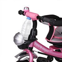 DBA kinderfiets/driewieler -Roze- Duwstang, klapdak, opklapbare voetsteun, mandje