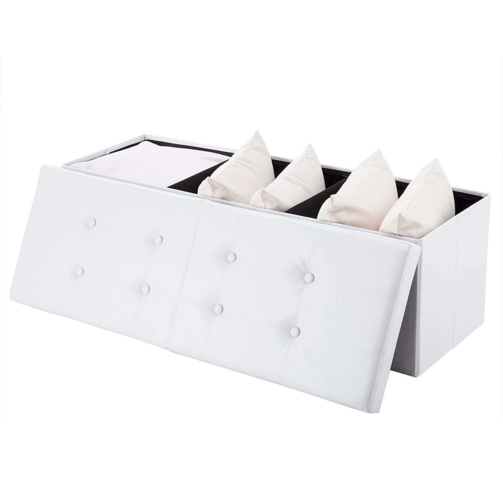 Casa Opvouwbare zitkist met scharnierend deksel wit- 115x38x38cm