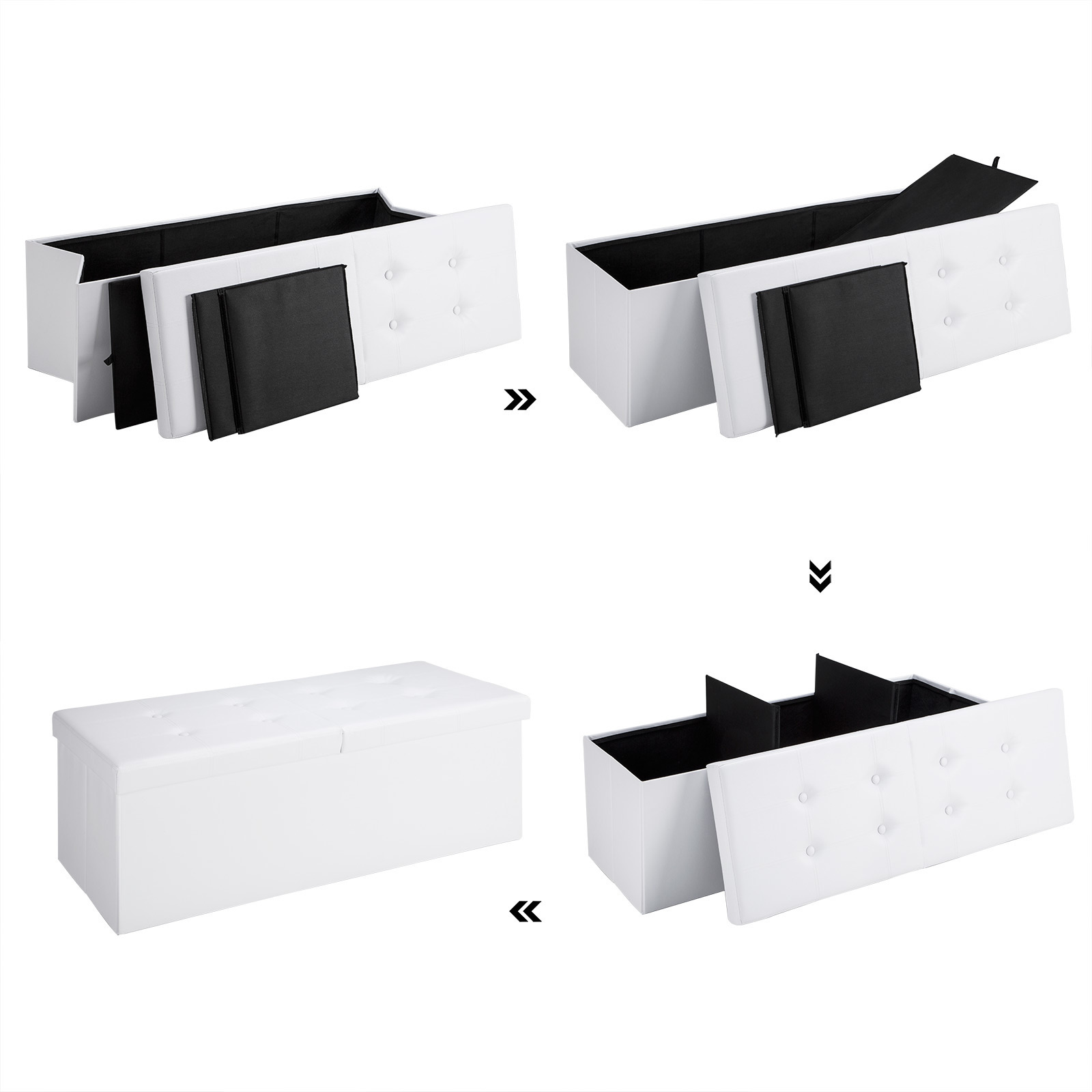 Casa Opvouwbare zitkist met scharnierend deksel wit- 115x38x38cm
