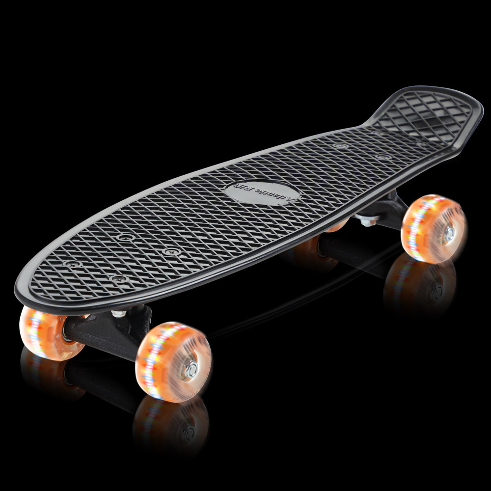 DBA Skateboard met ledverlichting - Zwart & Oranje - 57 cm