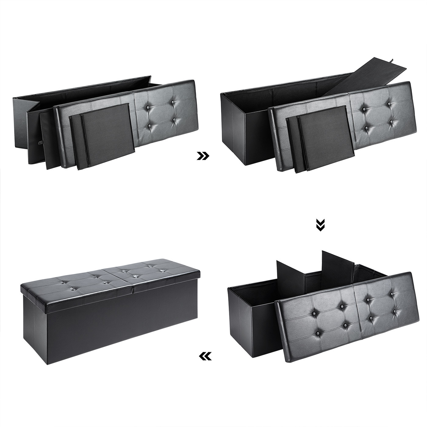 Casa Opvouwbare zitkist met scharnierend deksel lichtgrijs- 115x38x38cm