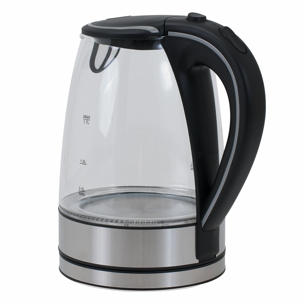 DBA Waterkoker zwart/zilverglas/roestvrij staal 1,7L