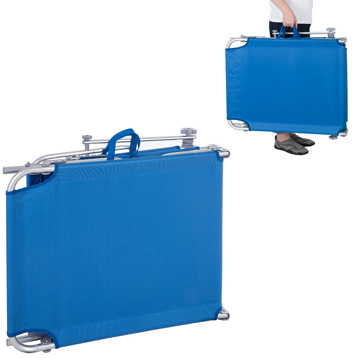 Casa Ligbed 'Ibiza' met zonnedak aluminium blauw 190 x 59 x 29cm