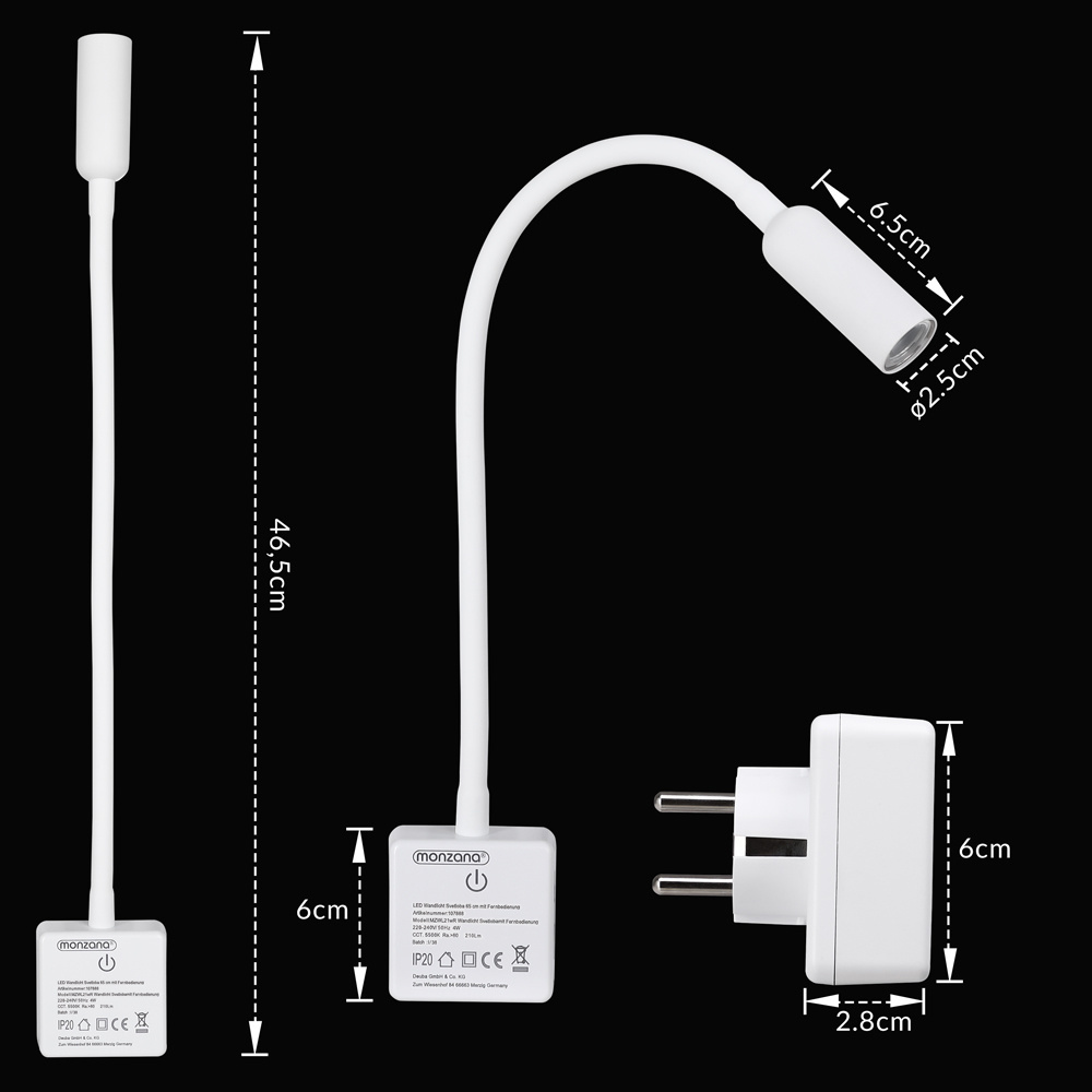 Monza LED Wandlamp Svetloba Wit met afstandsbediening