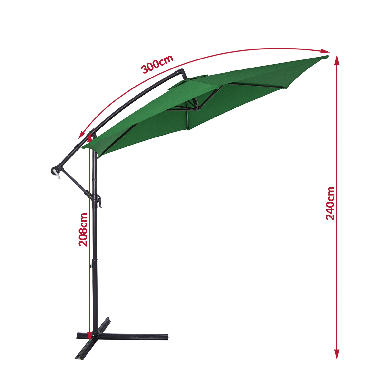 Kings Parasol Alu Groen 300cm