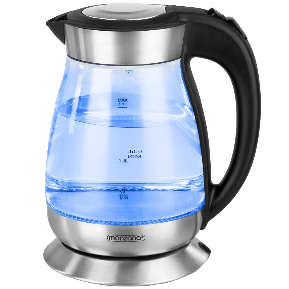 DBA Waterkoker Zwart/Zilver glas/roestvrij staal 1,7L