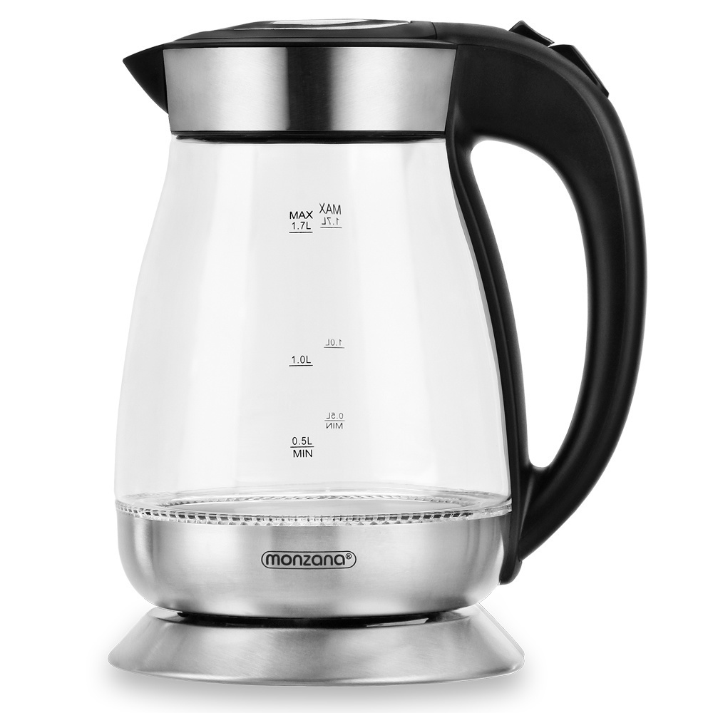 DBA Waterkoker Zwart/Zilver glas/roestvrij staal 1,7L